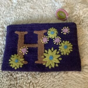 Jenny Krauss Indigo Embroidered Clutch NWOT